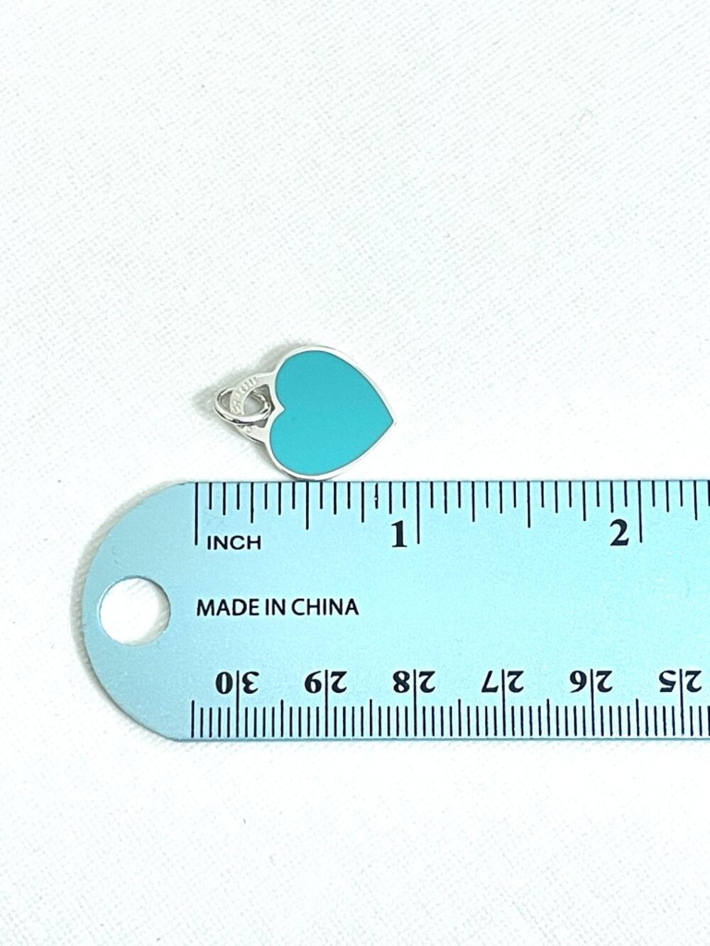 New Tiffany & Co. Blue Enamel RTT Heart Charm Pendant Silver Small with Pouch - Picture 11 of 11